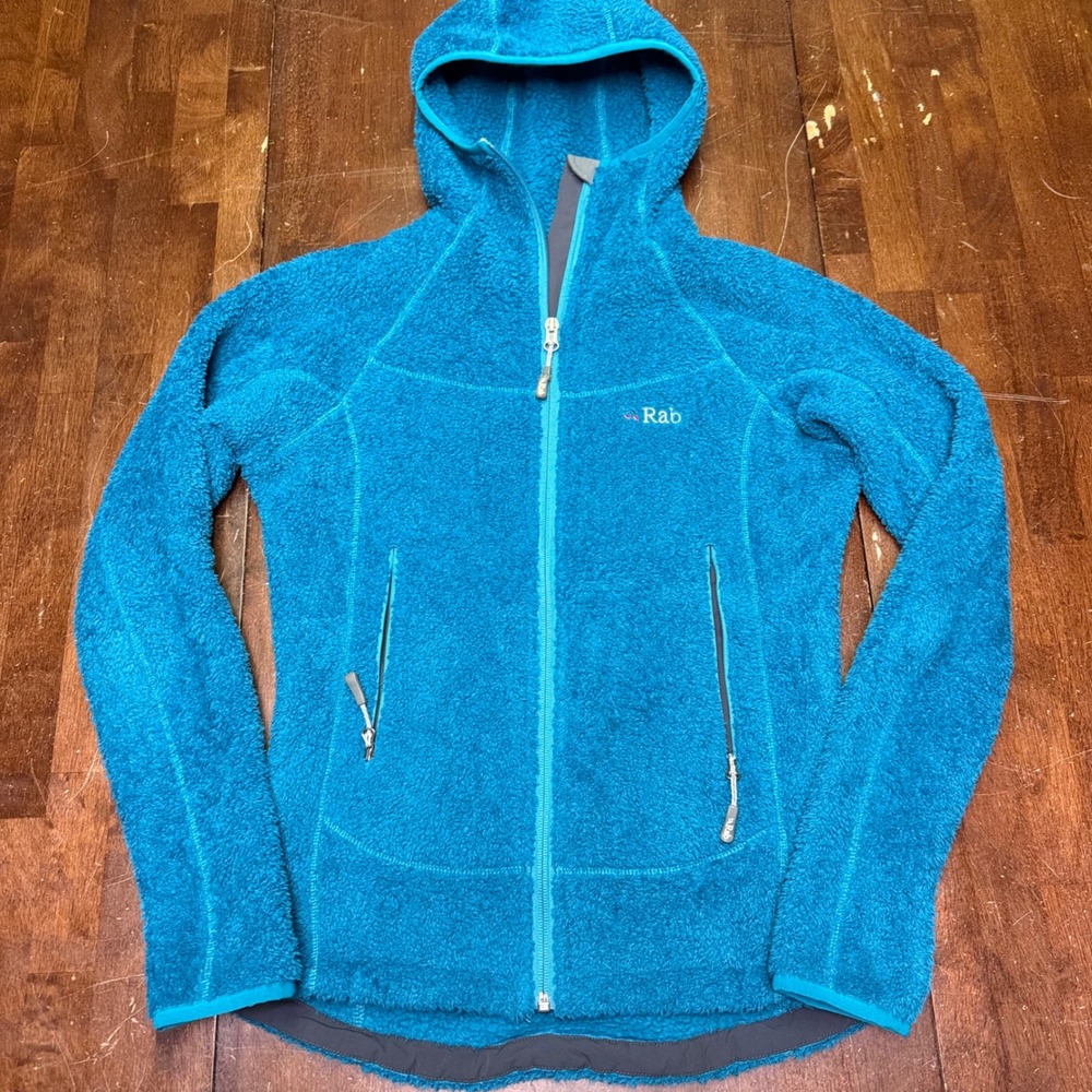 Rab Boulder Hoodie Women Small Blue Polartech High Pile Fleece Jacket QFA-47